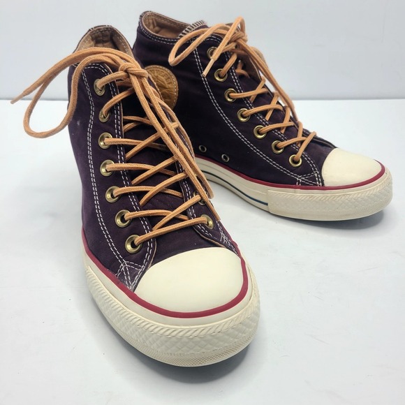Converse Chuck Taylor Lux Women's‎ Hidden Wedge Sneakers Burgundy Size 9 - Picture 1 of 8